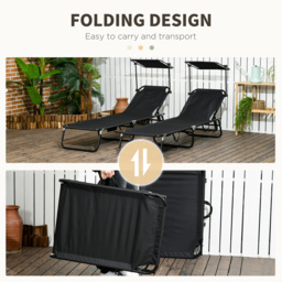 Outsunny Folding Chaise Lounge Pool Chairs, Outdoor Sun Tanning Chairs, Reclining Back, Steel Frame, Breathable Mesh for Beach, Yard, Patio - Aosom UK - thumbnail 6