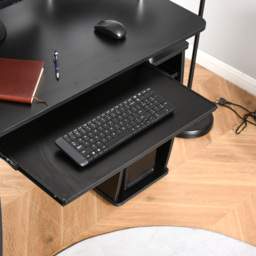 HOMCOM Computer Desk Office PC Table Workstation with Keyboard Tray, CPU Shelf, Drawers, Sliding Scanner Shelf, Black - Aosom UK - thumbnail 9