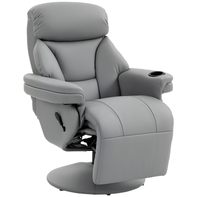 HOMCOM Upholstered Reclining Armchair, Manual Recliner Chair with Footrest and Adjustable Backrest, Grey - image 1