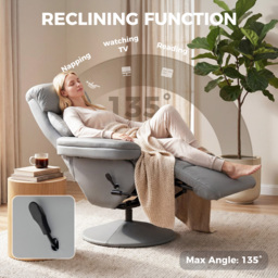 HOMCOM Upholstered Reclining Armchair, Manual Recliner Chair with Footrest and Adjustable Backrest, Grey - thumbnail 4