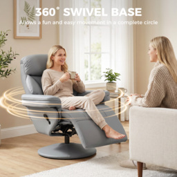 HOMCOM Upholstered Reclining Armchair, Manual Recliner Chair with Footrest and Adjustable Backrest, Grey - thumbnail 6