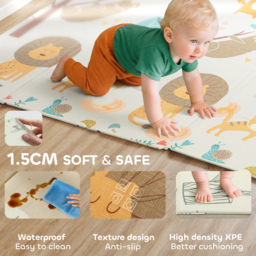 AIYAPLAY Baby Play Mat, Double Sideded Foldable Kids Crawling Mat, Reversible & Waterproof, Animal - thumbnail 6
