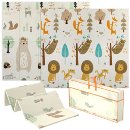 AIYAPLAY Baby Play Mat, Double Sideded Foldable Kids Crawling Mat, Reversible & Waterproof, Animal - thumbnail 1