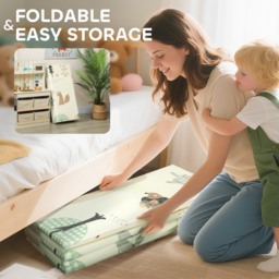 AIYAPLAY Baby Play Mat, Double Sideded Foldable Kids Crawling Mat, Reversible & Waterproof, Animal - thumbnail 7