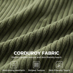 HOMCOM Loveseat Sofa with Wide Seat, Corduroy 2 Seater Couch with Deep Seat, Spring Cushion, Green - thumbnail 6