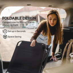Outsunny Portable Sun Lounger: Folding Recliner for Poolside Relaxation, Adjustable Backrest, Jet Black - thumbnail 6