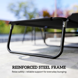 Outsunny Portable Sun Lounger: Folding Recliner for Poolside Relaxation, Adjustable Backrest, Jet Black - thumbnail 7