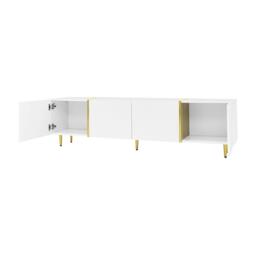 High-gloss TV Cabinet with 4 Soft-close Doors, Generous MDF Storage, Durable TV Stand for Elegant Living Room, 170L x 35W x 46H cm, White - Aosom UK - thumbnail 8