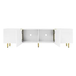High-gloss TV Cabinet with 4 Soft-close Doors, Generous MDF Storage, Durable TV Stand for Elegant Living Room, 170L x 35W x 46H cm, White - Aosom UK - thumbnail 9