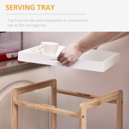 HOMCOM 3-Tier Mobile Kitchen Trolley Cart Storage Shelves Rack Rolling Wheels White 46 x 35 x 74.5 cm - thumbnail 5