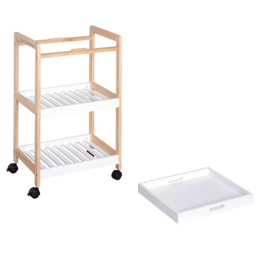 HOMCOM 3-Tier Mobile Kitchen Trolley Cart Storage Shelves Rack Rolling Wheels White 46 x 35 x 74.5 cm - thumbnail 9