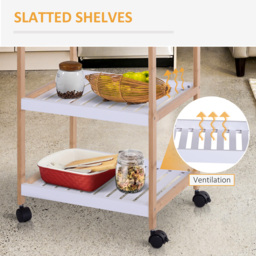 HOMCOM 3-Tier Mobile Kitchen Trolley Cart Storage Shelves Rack Rolling Wheels White 46 x 35 x 74.5 cm - thumbnail 6