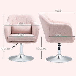 HOMCOM Arm Chairs Accent Chair for Living Room, Contemporary Vanity Armchair with Adjustable Height Thick Cushion, Cat Scratch Anti, Pink - Aosom UK - thumbnail 3
