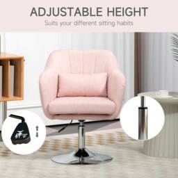 HOMCOM Arm Chairs Accent Chair for Living Room, Contemporary Vanity Armchair with Adjustable Height Thick Cushion, Cat Scratch Anti, Pink - Aosom UK - thumbnail 4