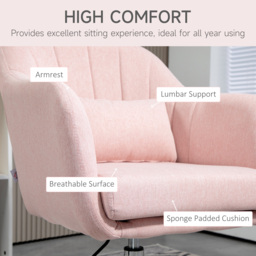 HOMCOM Arm Chairs Accent Chair for Living Room, Contemporary Vanity Armchair with Adjustable Height Thick Cushion, Cat Scratch Anti, Pink - Aosom UK - thumbnail 6