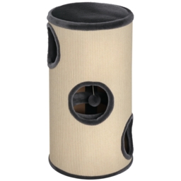 PawHut Cat Tree, Plush, Ф38x70H cm-Beige/Grey - Aosom UK