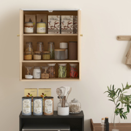 HOMCOM Bathroom Wall Cabinet with Adjustable Shelf - Oak - thumbnail 7