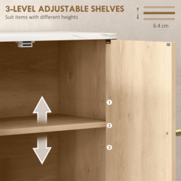 HOMCOM Bathroom Wall Cabinet with Adjustable Shelf - Oak - thumbnail 5