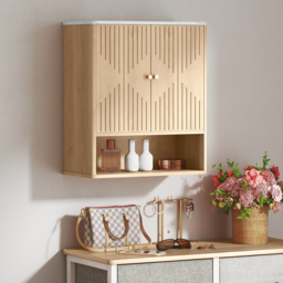 HOMCOM Bathroom Wall Cabinet with Adjustable Shelf - Oak - thumbnail 9