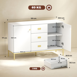 HOMCOM Modern White and Gold Sideboard - thumbnail 3