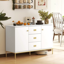 HOMCOM Modern White and Gold Sideboard - thumbnail 2
