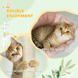 PawHut 220-240 cm Floor to Ceiling Cat Tree Adjustable Height with Hammock, Condo, Scratching Posts, Green - thumbnail 8