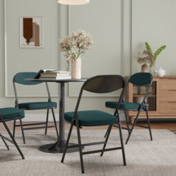 HOMCOM Set of Four Folding Corduroy Seat Chairs - Blue - thumbnail 9