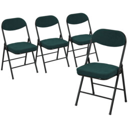 HOMCOM Set of Four Folding Corduroy Seat Chairs - Blue - thumbnail 1