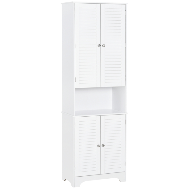 HOMCOM MDF Freestanding 6-Tier Bathroom Storage Cabinet White - Aosom UK - image 1