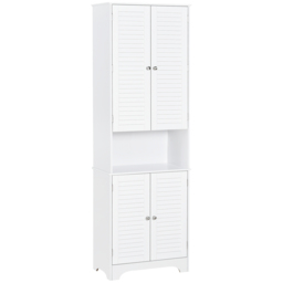 HOMCOM MDF Freestanding 6-Tier Bathroom Storage Cabinet White - Aosom UK