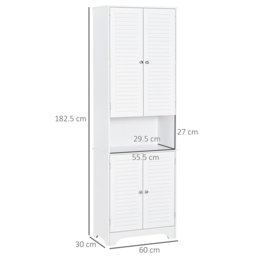 HOMCOM MDF Freestanding 6-Tier Bathroom Storage Cabinet White - Aosom UK - thumbnail 3