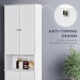 HOMCOM MDF Freestanding 6-Tier Bathroom Storage Cabinet White - Aosom UK - thumbnail 7
