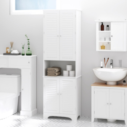 HOMCOM MDF Freestanding 6-Tier Bathroom Storage Cabinet White - Aosom UK - thumbnail 9