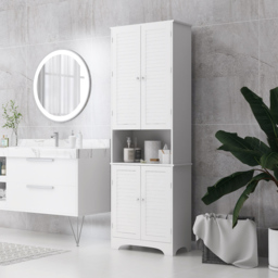 HOMCOM MDF Freestanding 6-Tier Bathroom Storage Cabinet White - Aosom UK - thumbnail 8