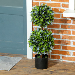 HOMCOM Set of 2 Decorative Artificial Plants Ball Trees with Lavender Flowers in Pot Fake Plants for Home Indoor Outdoor Decor, 70cm, Blue - thumbnail 9