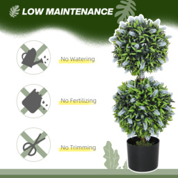 HOMCOM Set of 2 Decorative Artificial Plants Ball Trees with Lavender Flowers in Pot Fake Plants for Home Indoor Outdoor Decor, 70cm, Blue - thumbnail 5
