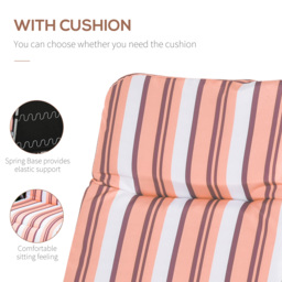 Outsunny Set of 2 Garden Sun Lounger Outdoor Reclining Seat Cushioned Seat Foldable Adjustable Recliner Orange and White - thumbnail 5