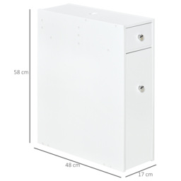 HOMCOM Slim Freestanding Bathroom Cabinet with Toilet Paper Holder, Wooden Cupboard, Durable & Stylish, White - Aosom UK - thumbnail 3
