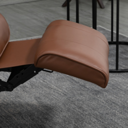 HOMCOM Swivel Recliner, Faux Leather Chair, Upholstered Armchair with Wooden Base for Living Room, Bedroom, Brown - Aosom UK - thumbnail 7