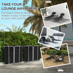 Outsunny Foldable Sun Lounger Set of 2, Beach Chaise Lounges w/ Reading Hole, Arm Slots, 5-Position Adjustable Backrest, Side Pocket - Aosom UK - thumbnail 6