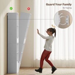 HOMCOM 6-Tier Bookcase, Tall Narrow Bookshelf with Drawer and Door - White - thumbnail 6