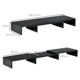 Vinsetto Dual Monitor Stand Riser with Adjustable Length and Angle, Screen Riser for Laptop, Computer, PC, Printer, TV, Black - Aosom UK - thumbnail 3