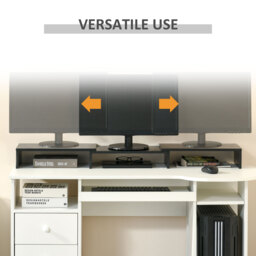 Vinsetto Dual Monitor Stand Riser with Adjustable Length and Angle, Screen Riser for Laptop, Computer, PC, Printer, TV, Black - Aosom UK - thumbnail 6