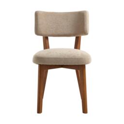 Stylish Mid-Century Dining Chairs with High-Density Foam, Comfortable Upholstered Side Chairs for Dining Room, 47L x 54.5W x 77H cm, Khaki - Aosom UK - thumbnail 2