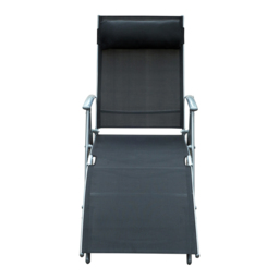 Outsunny Texteline Lounger: Foldable Recliner Chair with 5 Levels, for Garden & Patio, Black - Aosom UK - thumbnail 8
