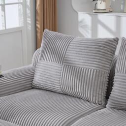 3-Seater Modular Sofa with Ottomans and Side Storage Pockets, Sectional Sofa with Integrated Cup Holders, 268L x 174W x 80H cm, Light Gray - Aosom UK - thumbnail 9