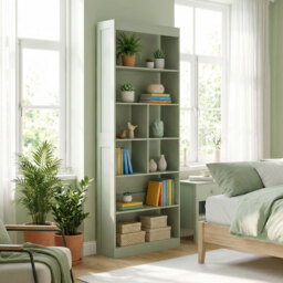 HOMCOM Bookcase, 6-Tier Bookshelf with Open Storage Shelves, Cubes, 180 cm Tall Display Shelf with Anti-Tipping Design, Green - thumbnail 8