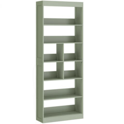 HOMCOM Bookcase, 6-Tier Bookshelf with Open Storage Shelves, Cubes, 180 cm Tall Display Shelf with Anti-Tipping Design, Green - thumbnail 1