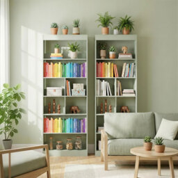 HOMCOM Bookcase, 6-Tier Bookshelf with Open Storage Shelves, Cubes, 180 cm Tall Display Shelf with Anti-Tipping Design, Green - thumbnail 9