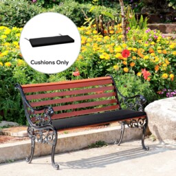 Outsunny Swing Seat Cushion: Tied Garden Bench Pad, 110x46cm, Black - thumbnail 2